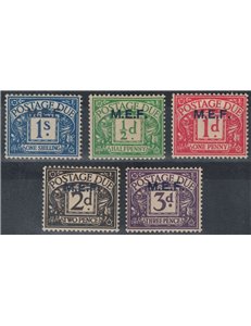 COLONIE (OCC. INGLESE) 1942 Segnatasse (M.E.F.) 5v MH*