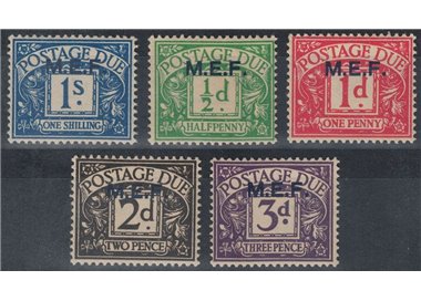 COLONIE (OCC. INGLESE) 1942 Segnatasse (M.E.F.) 5v MH*