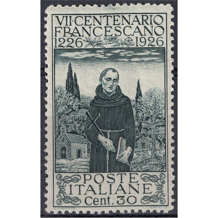 ITALY KINGDOM 1926 San Francesco, 30c dent. 13¼ MH*