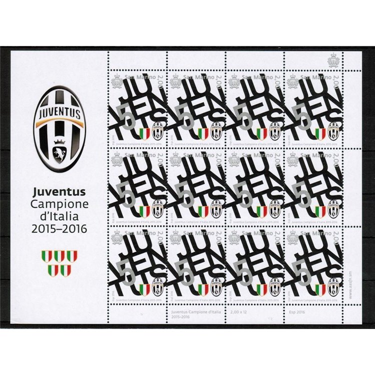 SAN MARINO 2016 Juventus Italian Champion m/s MNH**