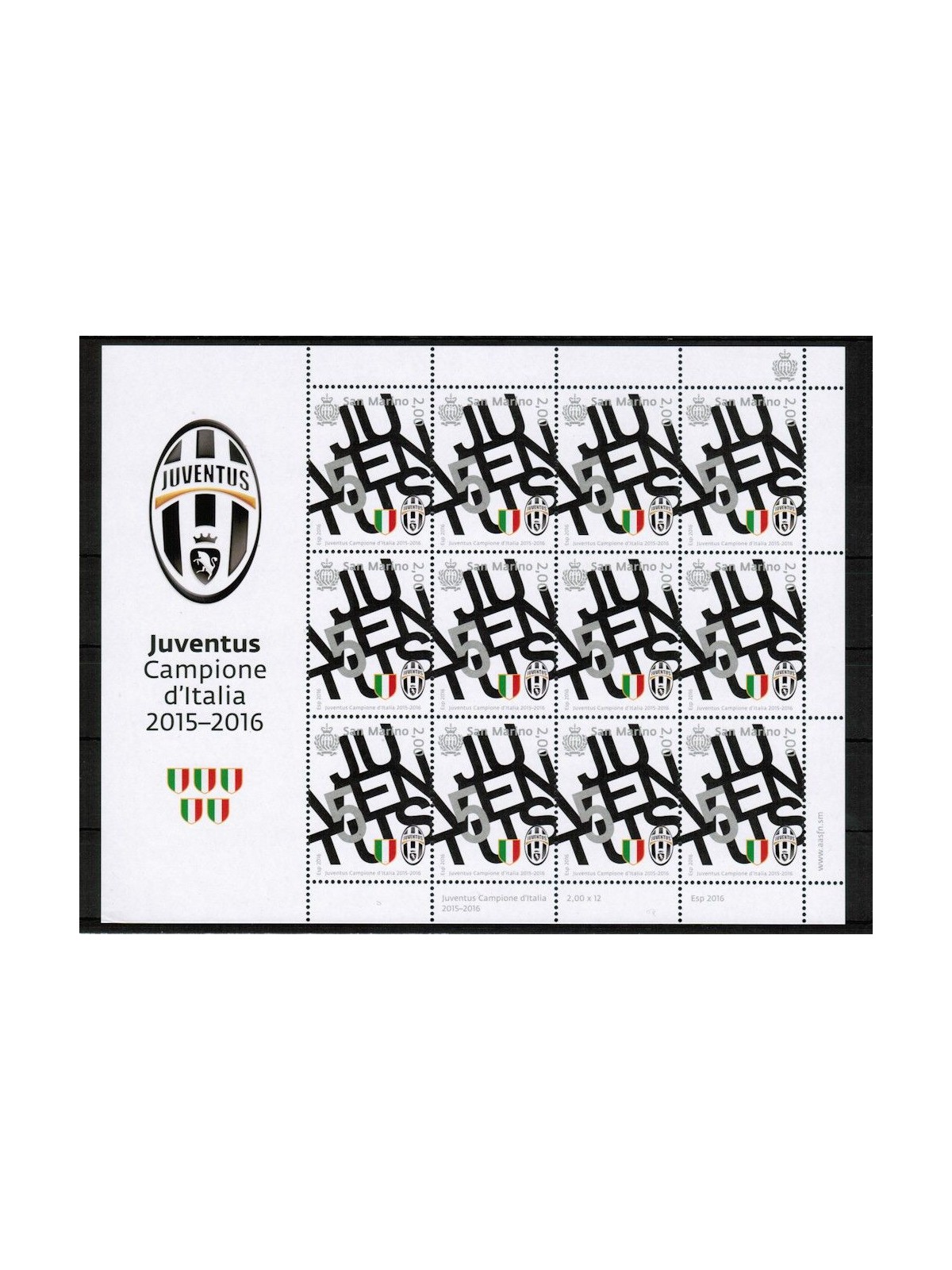 SAN MARINO 2016 Juventus Italian Champion m/s MNH**