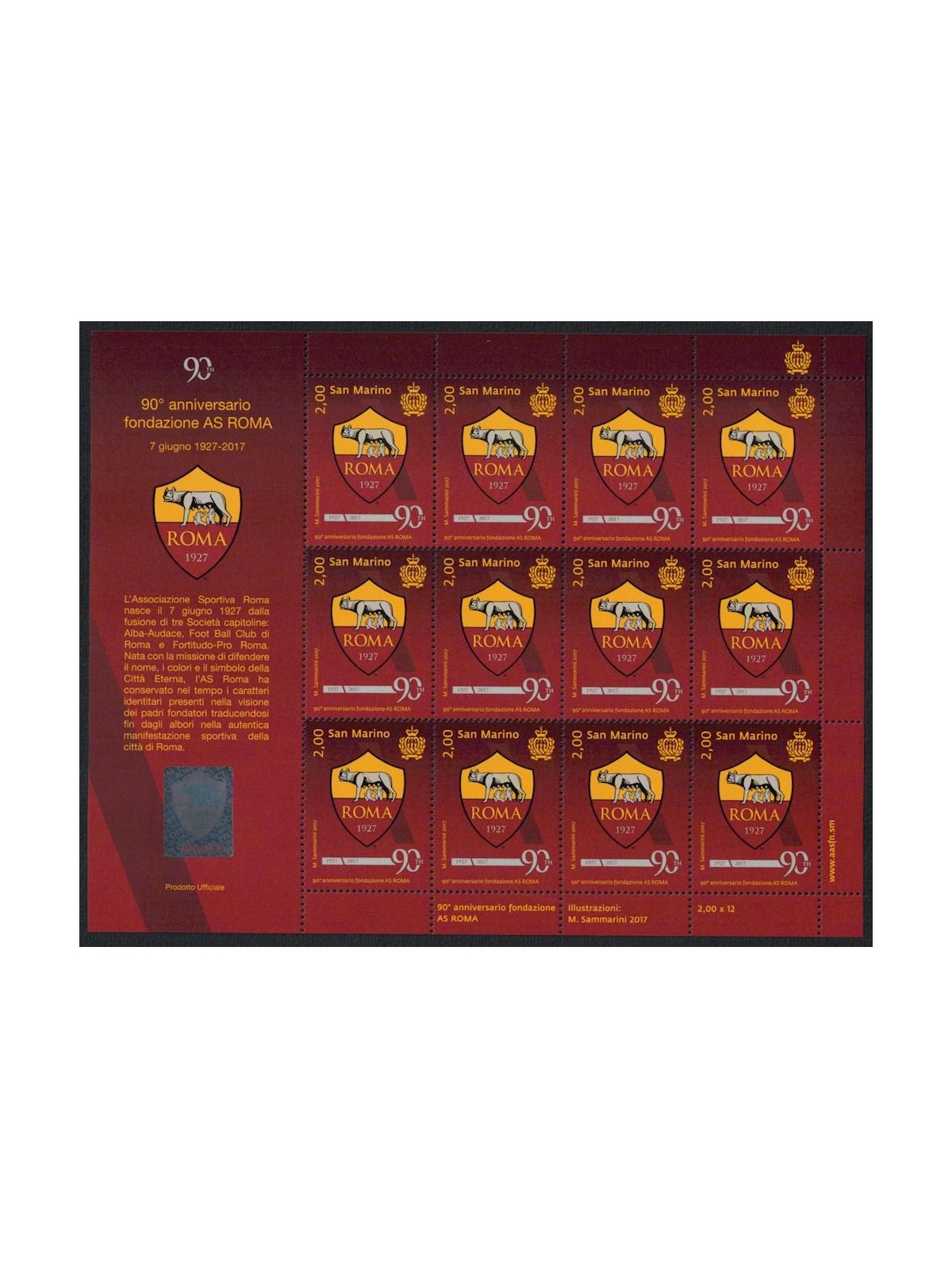 SAN MARINO 2017 AS Roma m/s MNH**