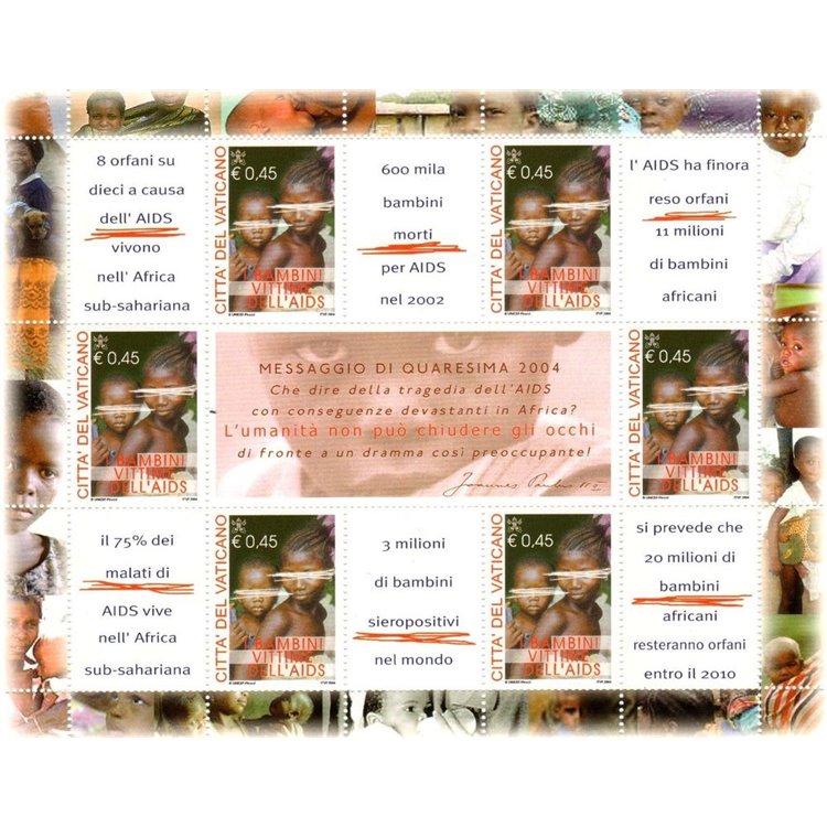 VATICAN 2004 Children Victims of AIDS s/s MNH**