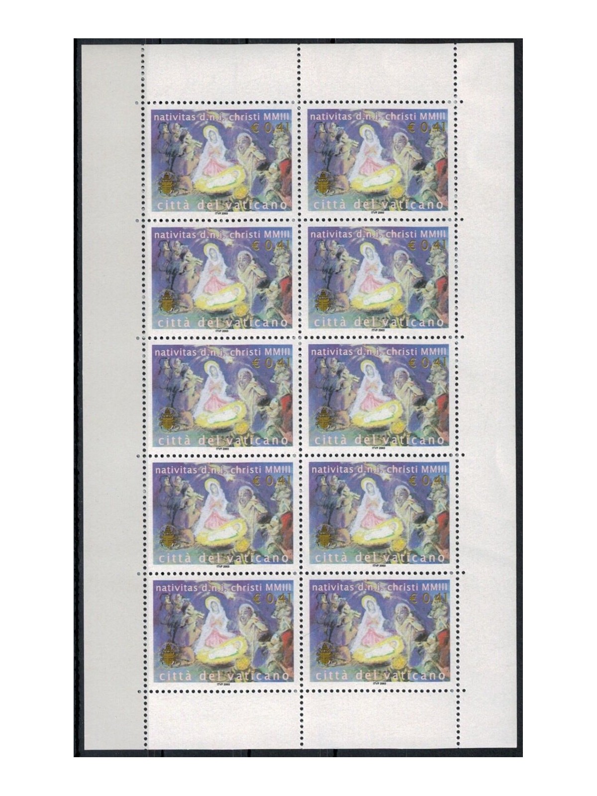 VATICANO 2003 Natale MF MNH**