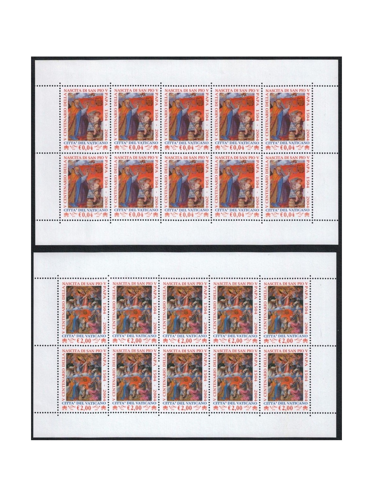 VATICANO 2004 Papa Pio V 2 MF MNH**