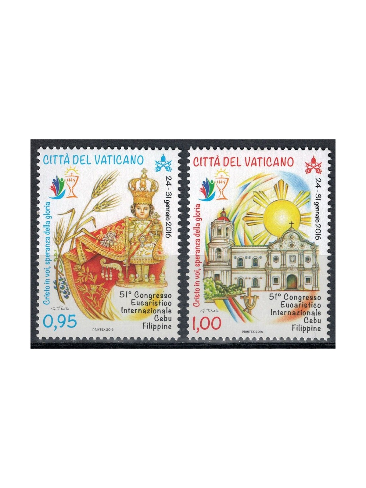 VATICANO 2016 Congresso Eucaristico 2v MNH**