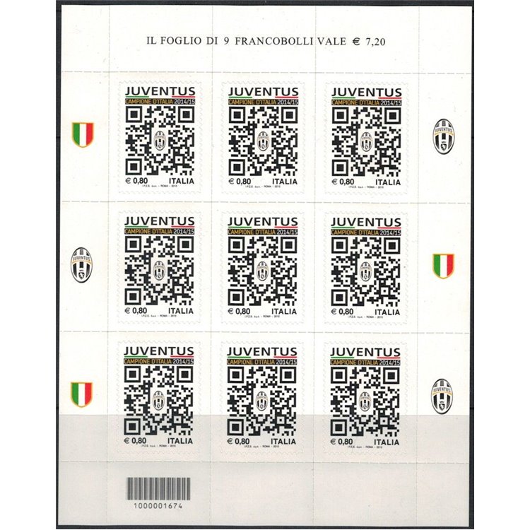 ITALY 2015 Juventus champion of Italy m/s MNH**
