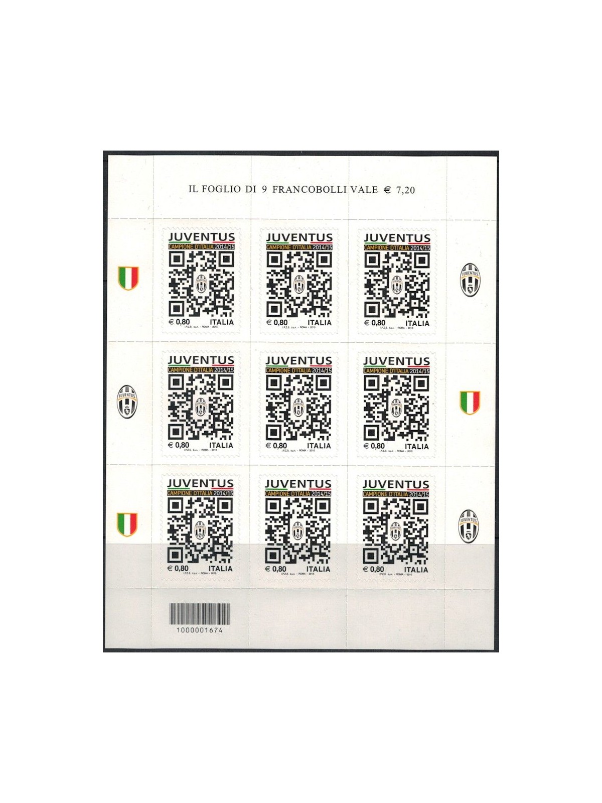 ITALIA 2015 Juventus campione d'Italia MF MNH**