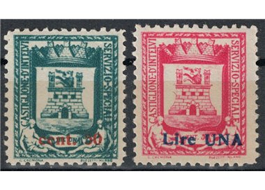 CASTIGLIONE D'INTELVI 1945 Municipal coat of arms overprinted 2v MH*