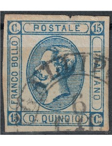 ITALY KINGDOM 1863 15c lithographic (I type) with transfer defect