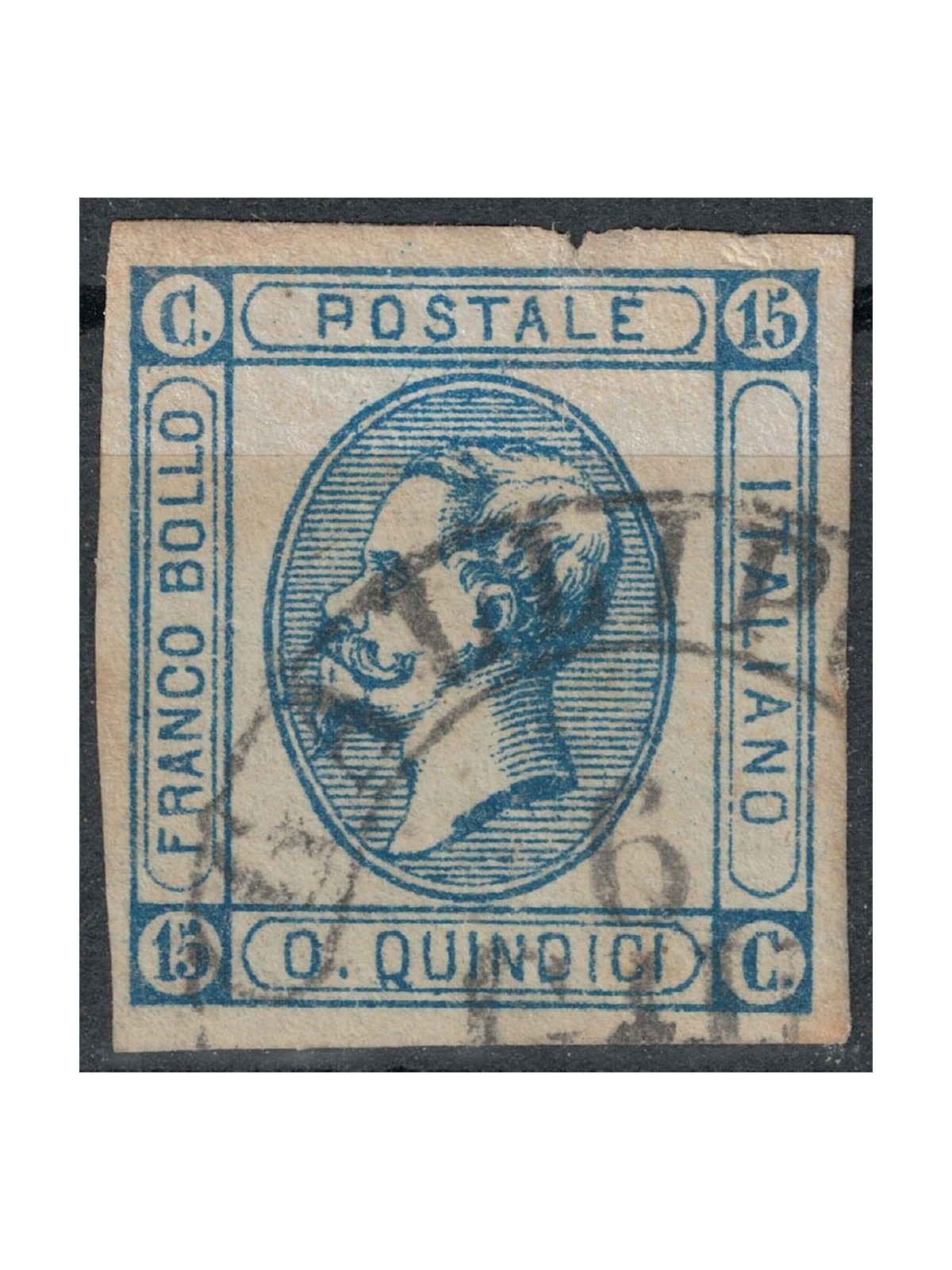 ITALY KINGDOM 1863 15c lithographic (I type) with transfer defect