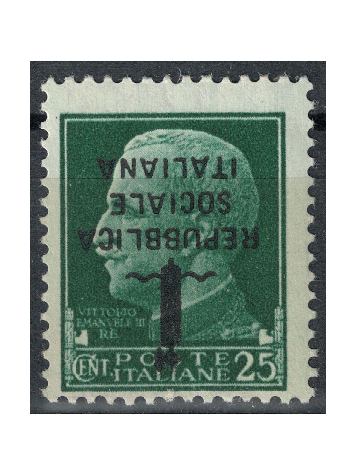 ITALY RSI 1944 Variety 25c Imperial (upside down) MH*
