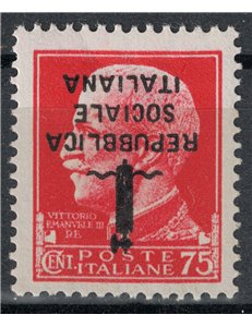 ITALY RSI 1944 Variety 75c Imperial (inverted overprint) MH*