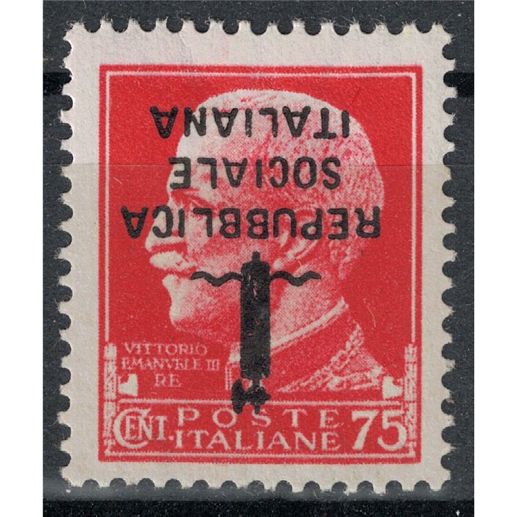 ITALY RSI 1944 Variety 75c Imperial (inverted overprint) MH*
