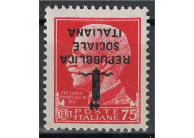 ITALIA RSI 1944 Varietà 75c Imperiale (soprastampa capovolta) MH*