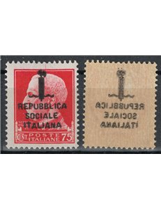 ITALY RSI 1944 Variety 75c Imperial (decal overprint) MNH**