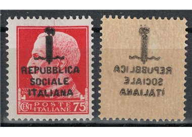 ITALY RSI 1944 Variety 75c Imperial (decal overprint) MNH**