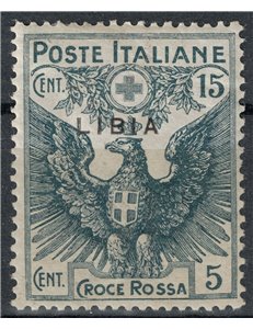 LIBYA 1915-16 Red Cross 15c + 5c grey (thin overprint) MH*