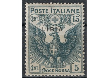 LIBYA 1915-16 Red Cross 15c + 5c grey (thin overprint) MH*