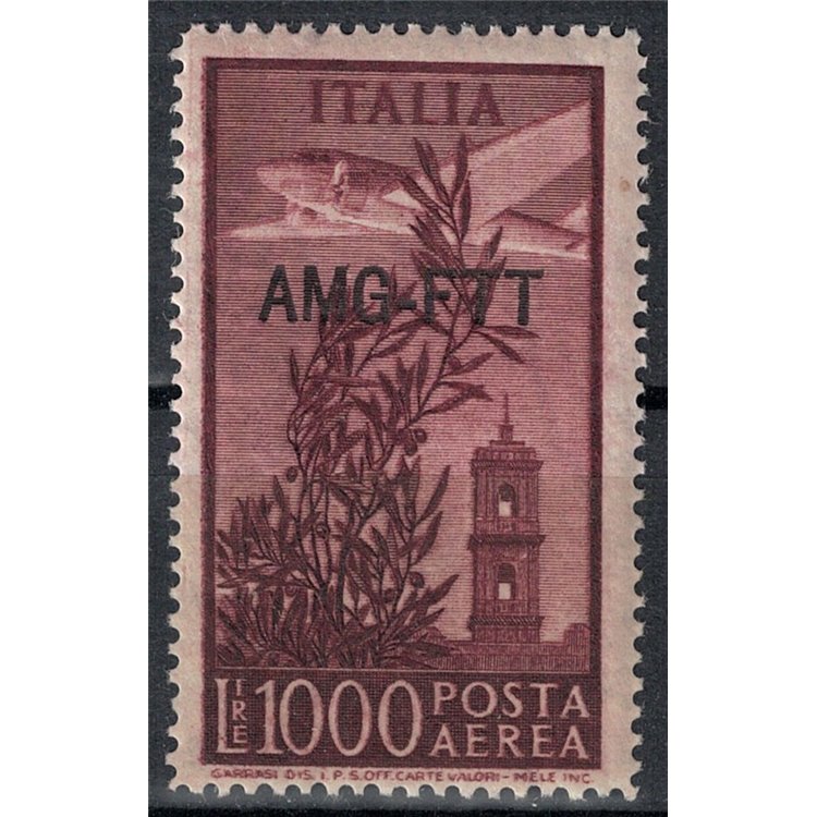 TRIESTE A 1952 Capitol Tower £1000 14x14¼ yellow rubber MH*