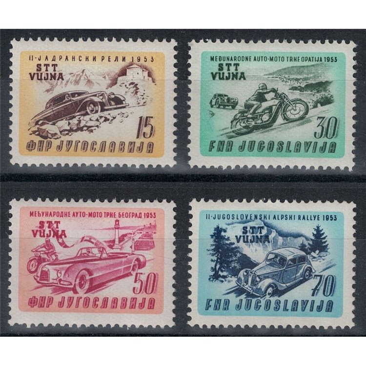 TRIESTE B 1953 Car and motorcycle race 4v MNH**