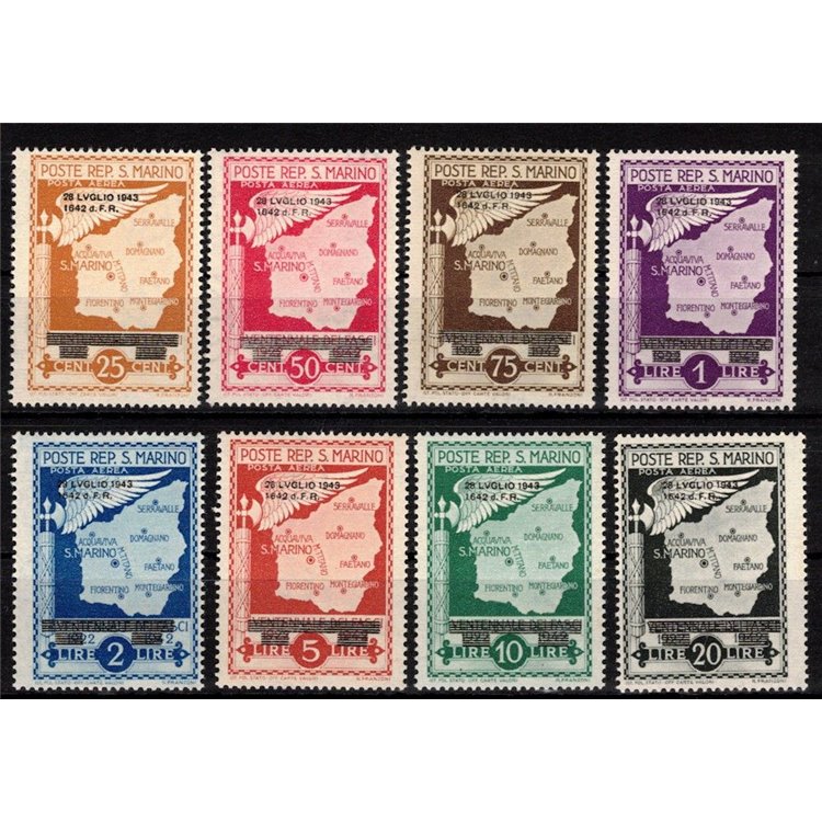 SAN MARINO 1943 Caduta del fascismo (posta aerea) 8v MNH**
