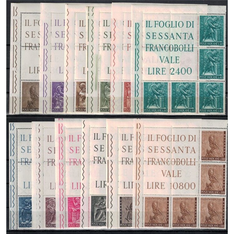 VATICANO 1966 Il lavoro dell'uomo, blocchi angolari di 5 MNH**