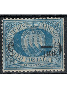 SAN MARINO 1892 Variety 5c on 10c blue (upside down) MH*
