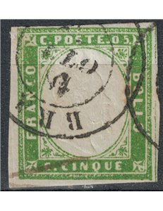 KINGDOM OF SARDINIA 1862 Effigy 5c yellowish green us