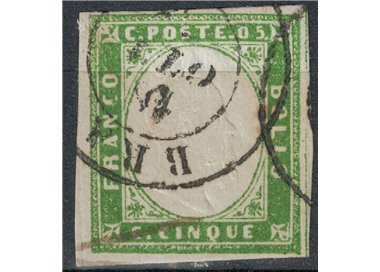 REGNO DI SARDEGNA 1862 Effigie 5c verde giallastro us