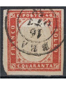 REGNO DI SARDEGNA 1863 Effigie 40c rosa vermiglio us