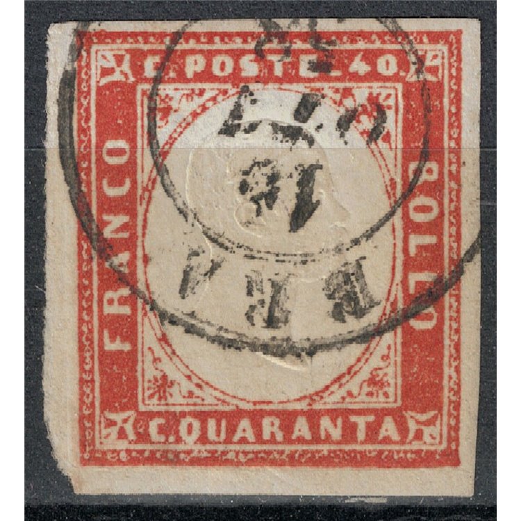 REGNO DI SARDEGNA 1863 Effigie 40c rosa vermiglio us