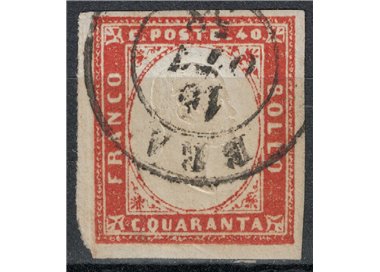 KINGDOM OF SARDINIA 1863 Effigy 40c vermilion pink us