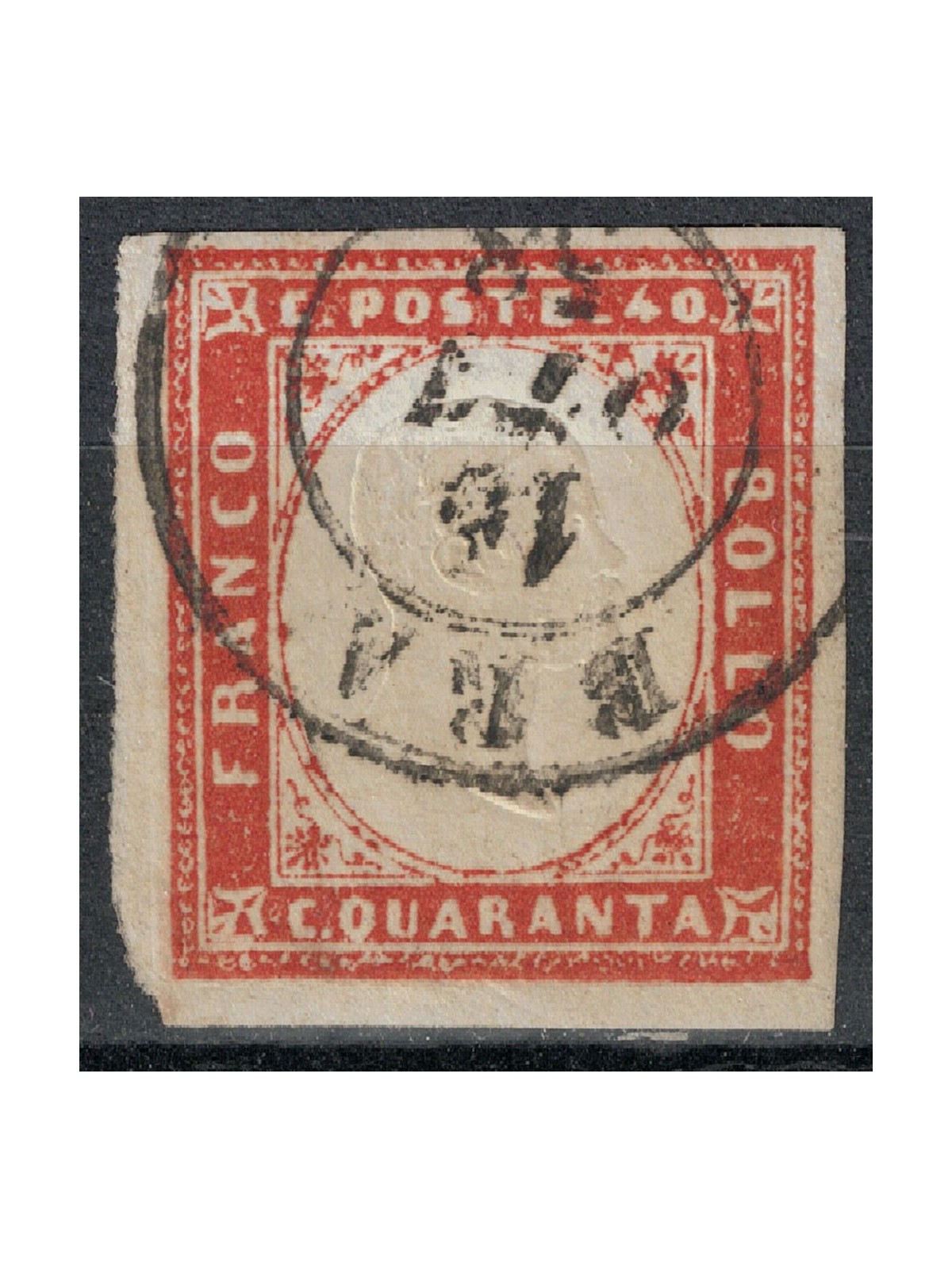 REGNO DI SARDEGNA 1863 Effigie 40c rosa vermiglio us