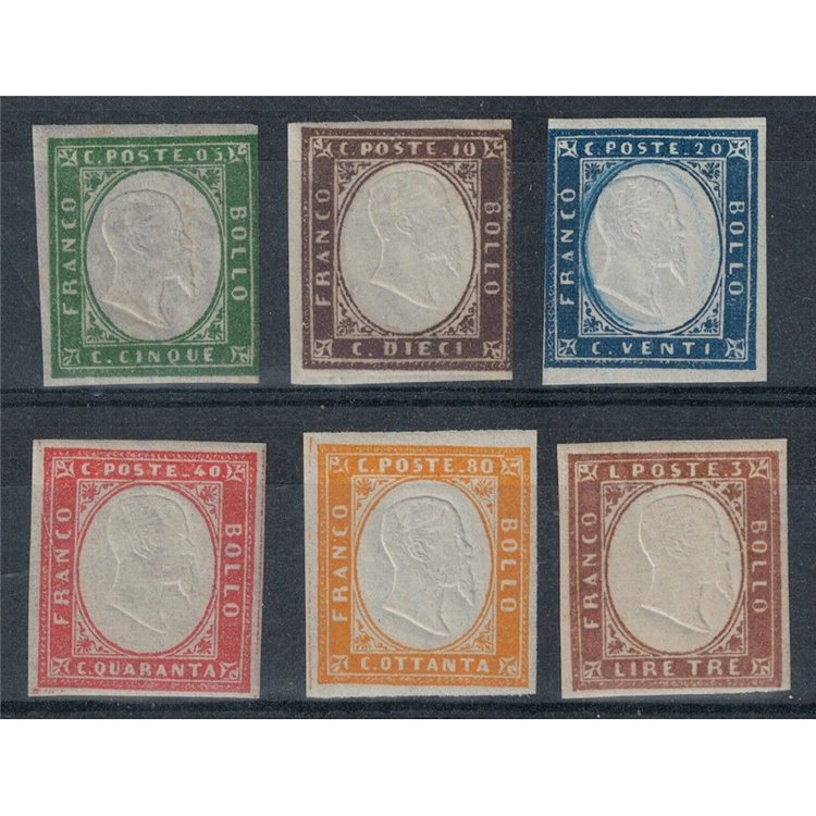 REGNO DI SARDEGNA 1855 Vittorio Emanuele II 6v MNH** ©