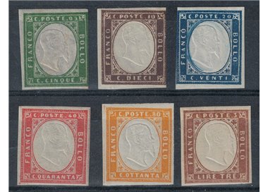 REGNO DI SARDEGNA 1855 Vittorio Emanuele II 6v MNH** ©