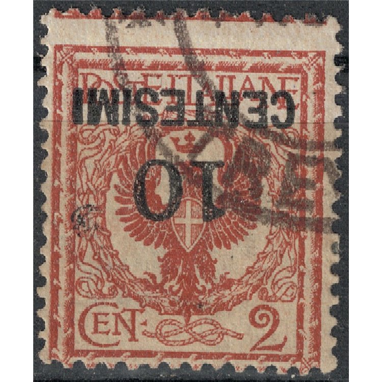 ITALIA REGNO 1923-27 Varietà 10c su 2 (soprastampa capovolta) us