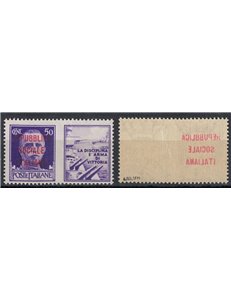 ITALIA RSI 1944 Varietà 50c PG (La disciplina) decalco soprast. MNH**