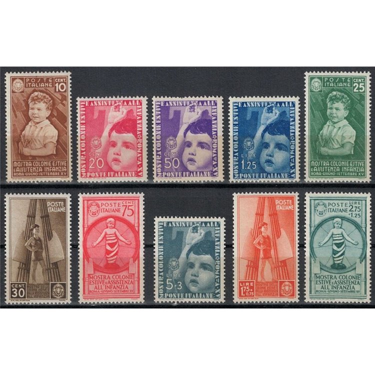 ITALIA REGNO 1937 Colonie estive 10v MH*