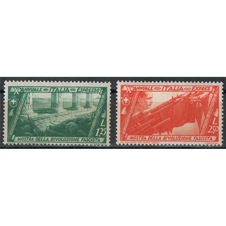 ITALIA REGNO 1932 Decennale marcia su Roma, espressi 2v MH*