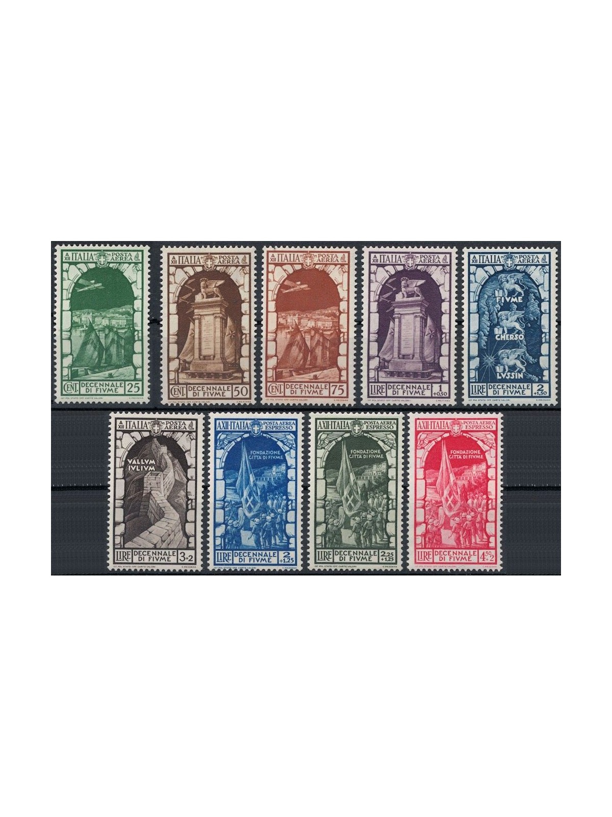 ITALY KINGDOM 1934 Annexation of Fiume (airmail) 9v MH*
