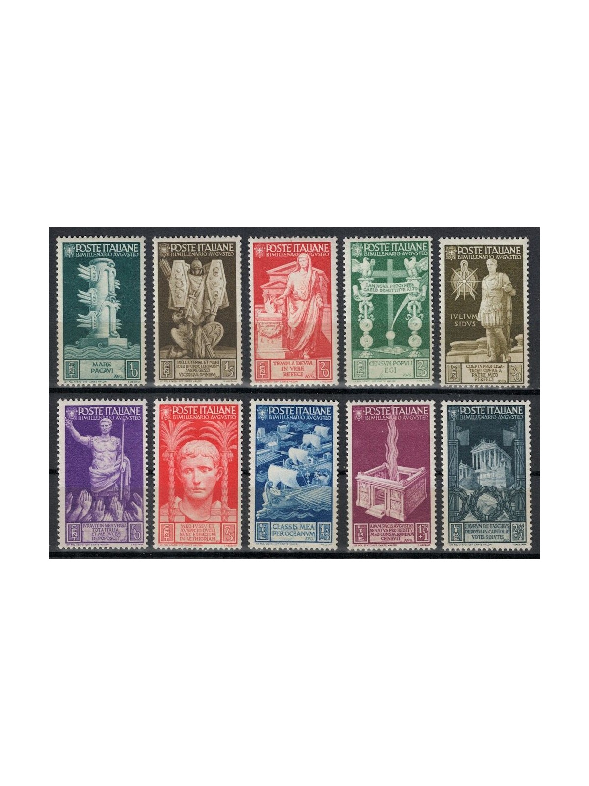 ITALIA REGNO 1937 Bimillenario di Augusto 10v MH*