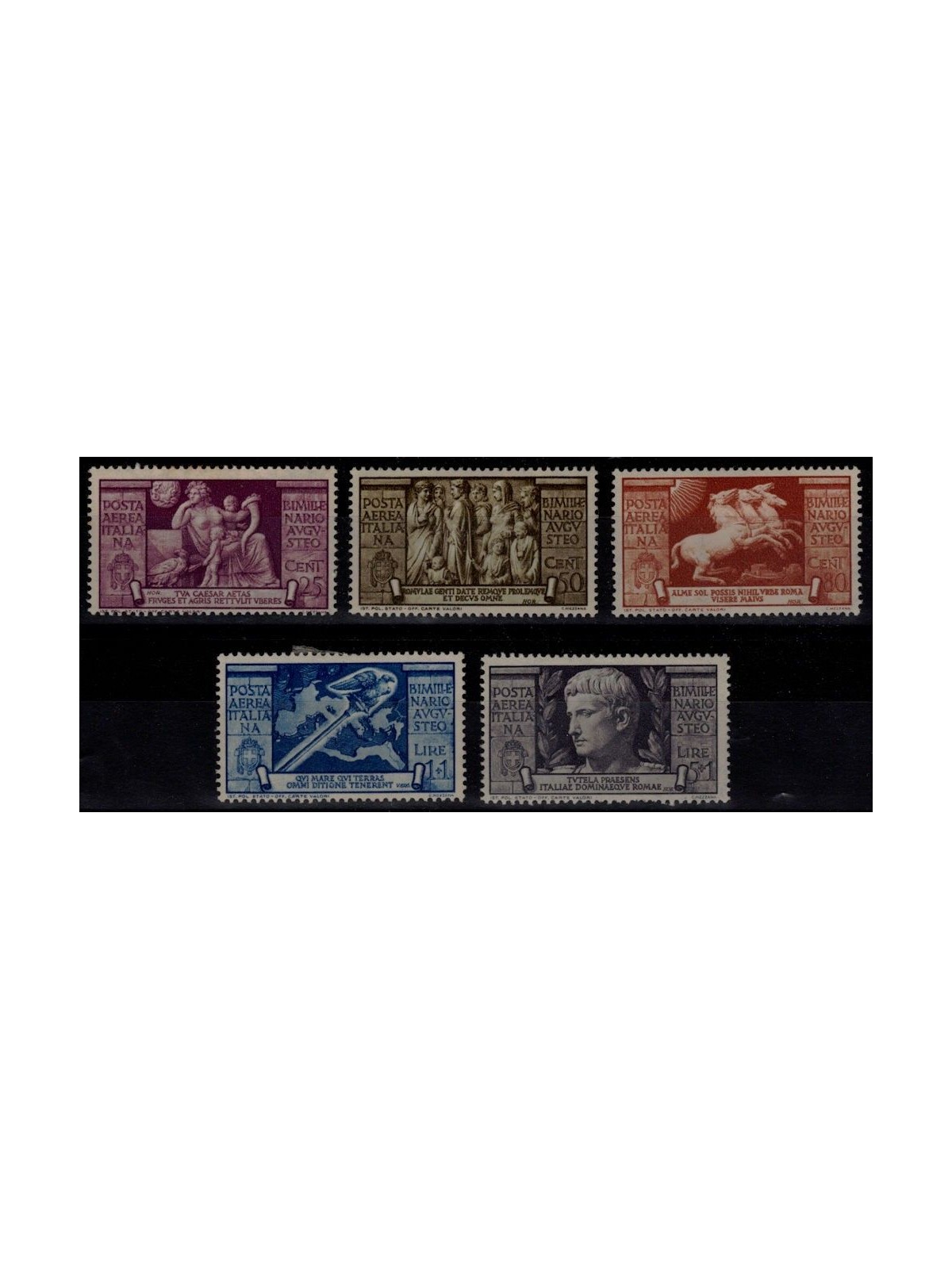 ITALIA REGNO 1937 Bimillenario di Augusto (posta aerea) 5v MH*