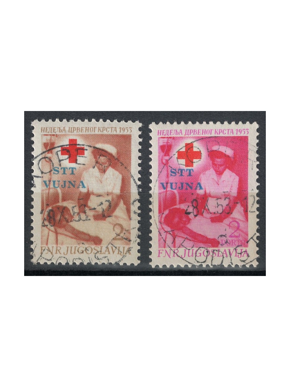 TRIESTE B 1953 Red Cross 2v us