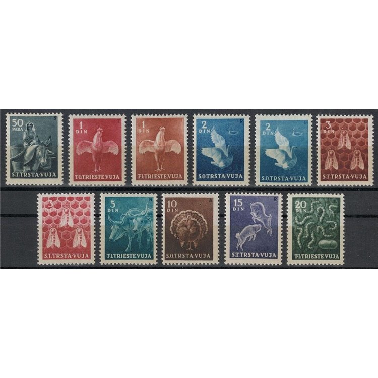 TRIESTE B 1950 Domestic Animals 11v MNH**