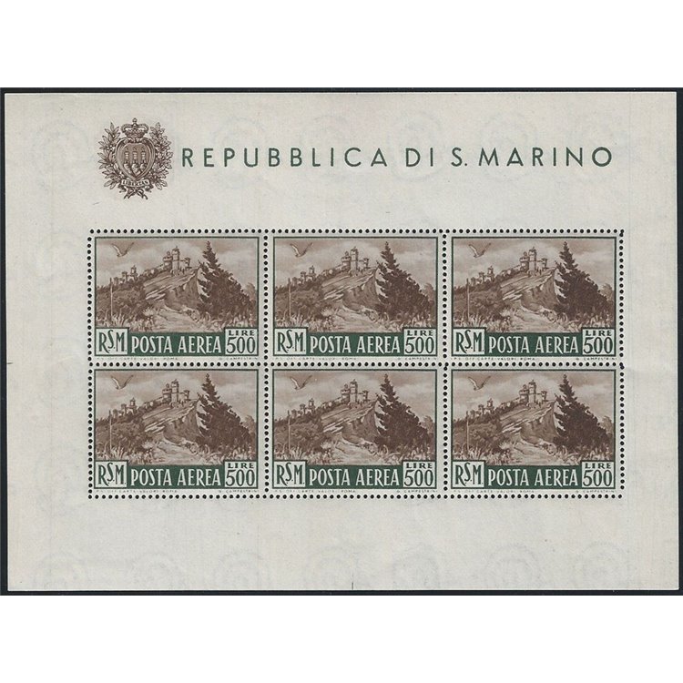 SAN MARINO 1951 View (airmail) s/s MH*