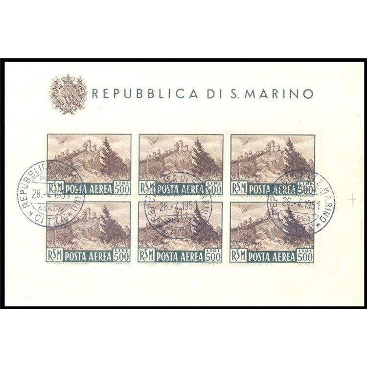SAN MARINO 1951 View (airmail) s/s us