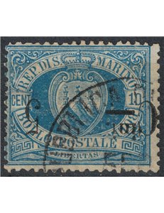SAN MARINO 1892 Variety 5c on 10c blue (upside down) us