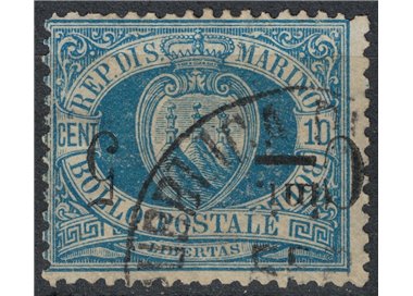 SAN MARINO 1892 Variety 5c on 10c blue (upside down) us
