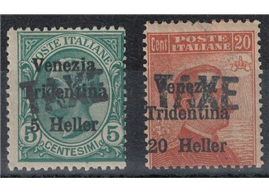 TRENTINO (BZ3) 1918-19 Venezia Tridentina overprint TAXE 2v MH* ©